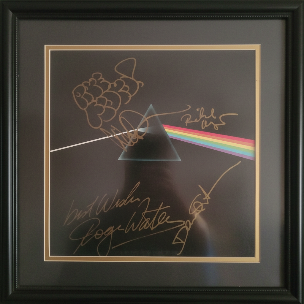 Pink Floyd Signed Dark Side of the Moon LP – All 4 Members Framed ...