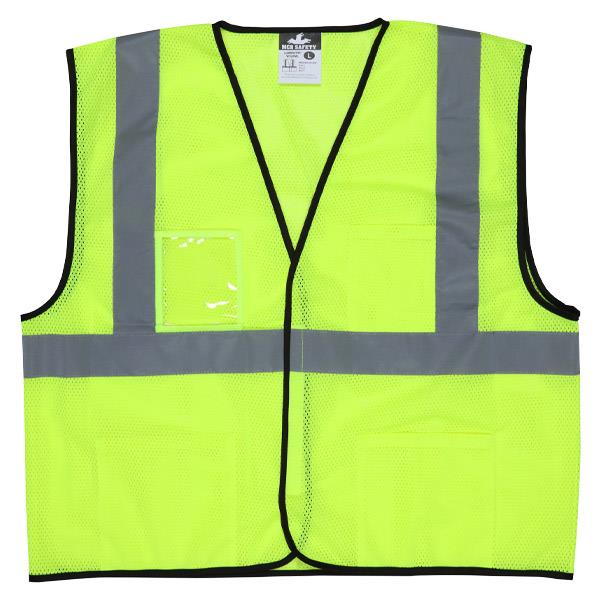 MCR Safety Luminator Class 2 Economy Solid Mesh Vest, 2X-Large, Lime