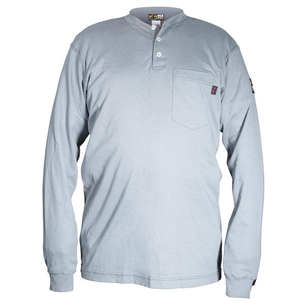MCR Safety Max Comfort FR Long Sleeve Henley Shirt, 2X-Large, Gray