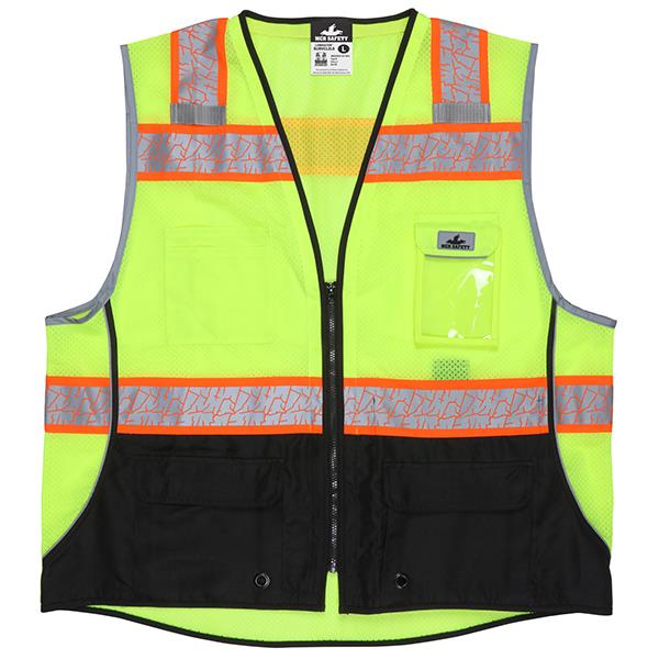 MCR Safety ANSI Class 2 Mesh Fabric Safety Vest, 5X-Large, Hi-Vis Lime