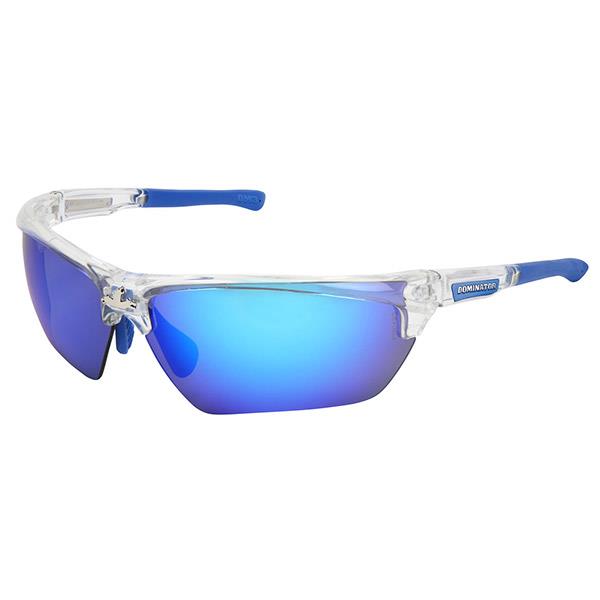 MCR Safety Dominator™ 3 Eyewear, Clear/Blue Frame, Blue Diamond Mirror Lens, Polarized - Case of 6