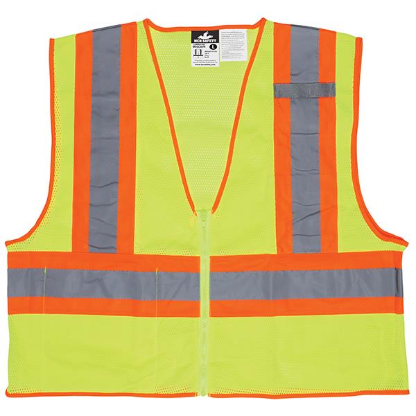 MCR Safety Luminator Class 2 Two-Tone FR Mesh Vest, X-Large, Lime