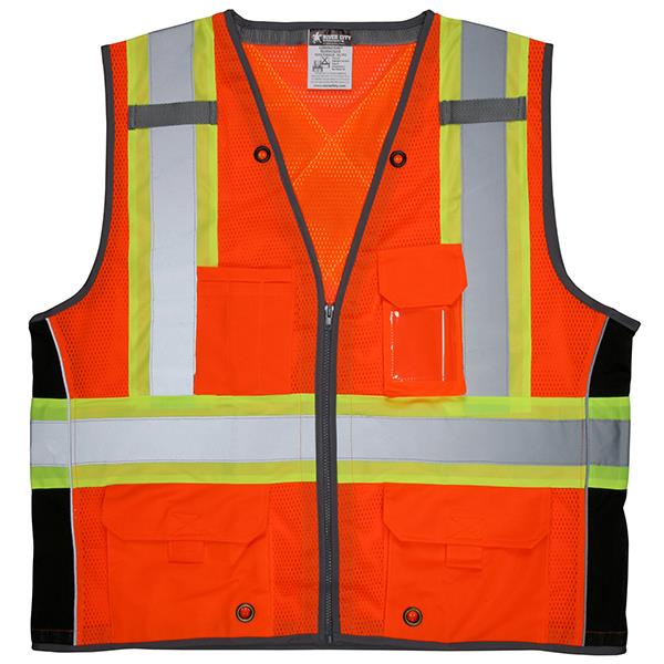 MCR Safety ANSI Class 2 & CSA Z96 Compliant Mesh Safety Vest, 3X-Large, Orange/Black
