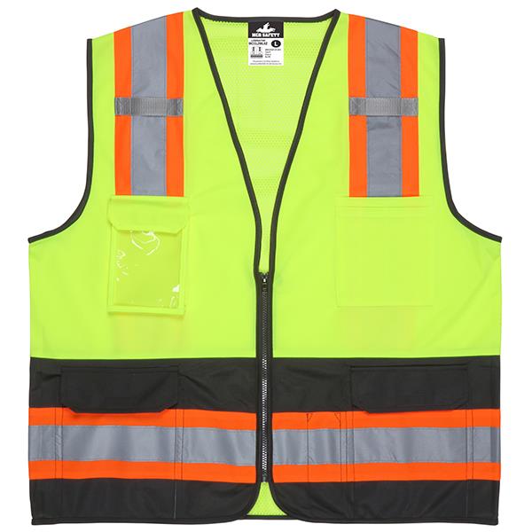 MCR Safety Luminator ANSI Class 2 Solid Front/Mesh Back Safety Vest, 4X-Large, Lime/Black