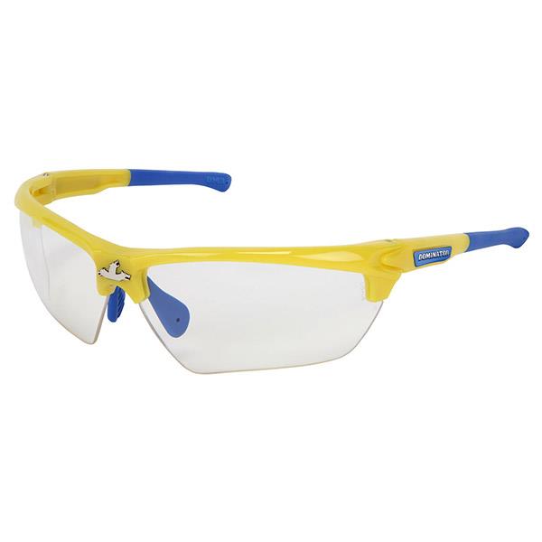 MCR Safety Dominator™ 3 Eyewear, Yellow/Blue Frame, Max6™ Clear Anti-Fog Lens - Case of 12