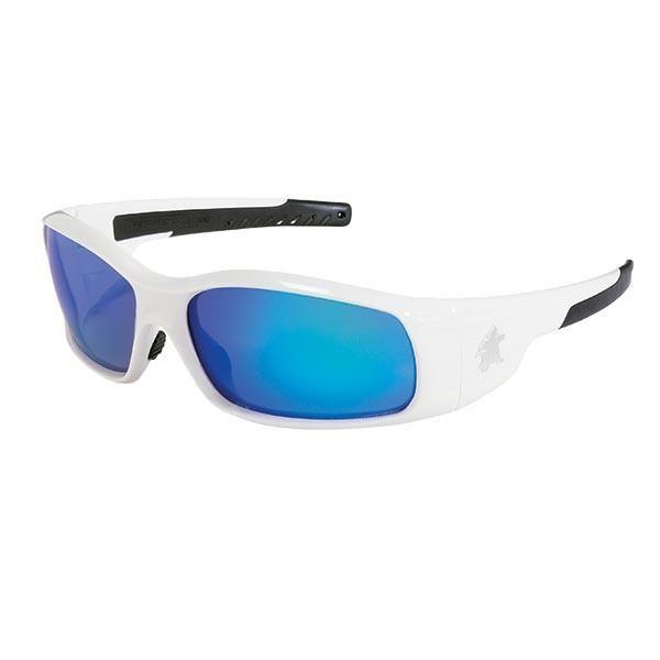 MCR Safety Swagger® Eyewear, White Frame, Blue Diamond Mirror Lens - Case of 12
