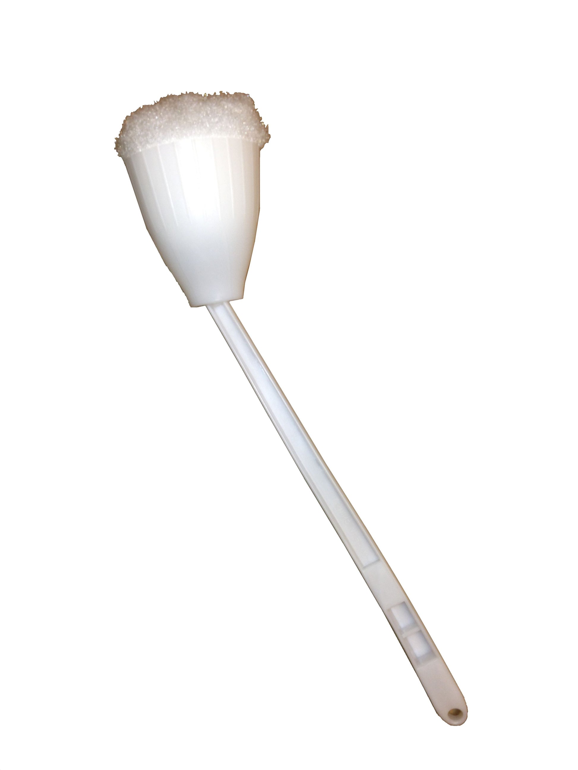 Caarolina Mop Toilet Cone Mop. made from durable synthetic fiber and has a 12' long plastic handle.