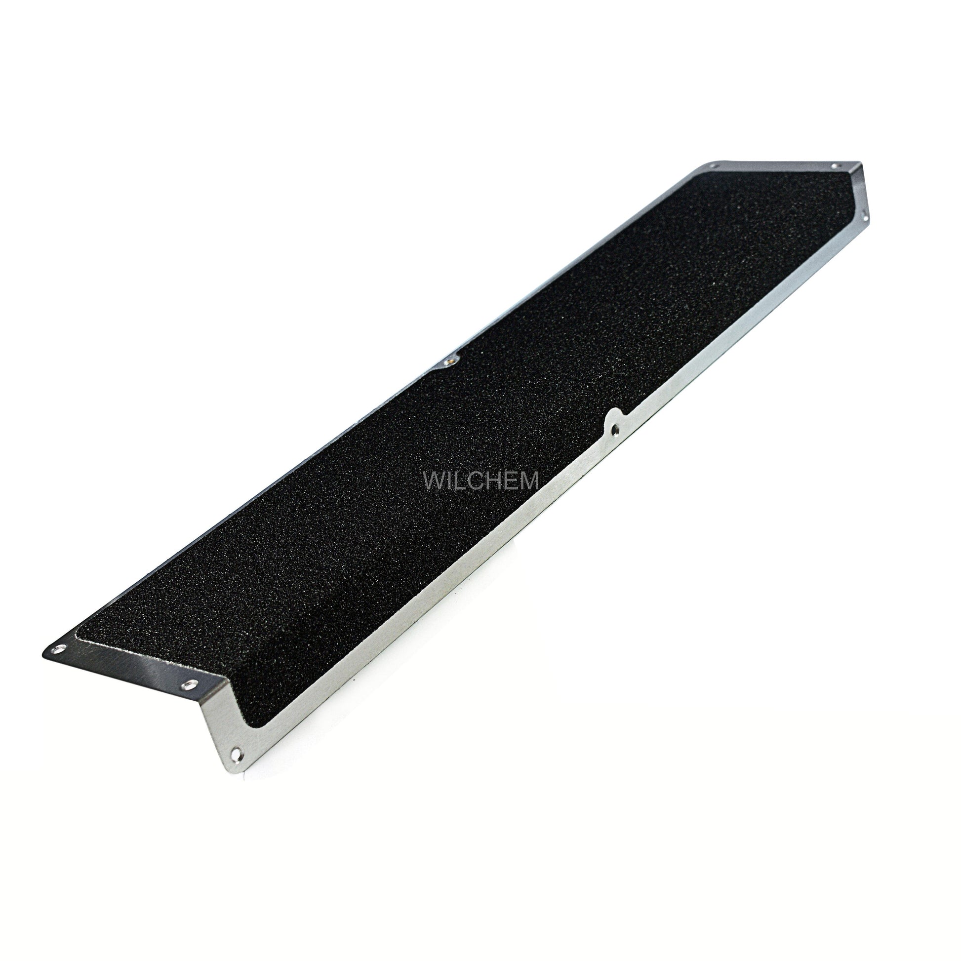 Heskins Stair Noise Bolt Down Plate. Shown With Safety Grip Tape Applied. 